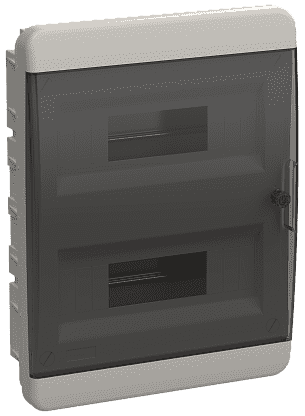 БОКС  ЩРН-П  (пласт.)24 черн. прозр. дверь (385x290x102) IEK TEKFOR