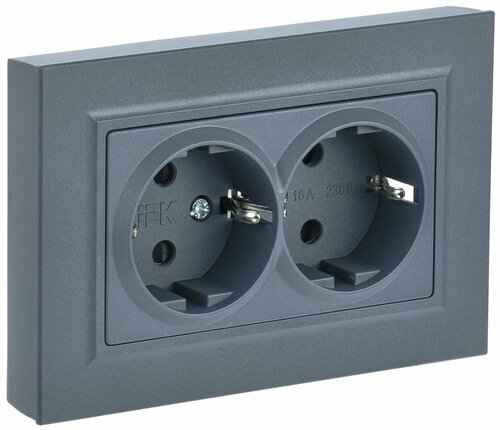 ИЭК Брайт Роз. 2-я с з/к без з/ш 16А в сб. РС12-3-БрЧ черн. IEK