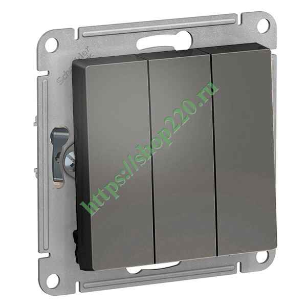 ШЭ Атлас Выкл. 3кл. с/у,  10А, (б/рамки, сталь) ATN000931 (5шт/уп)