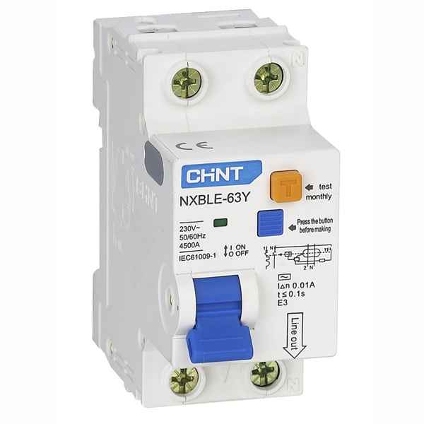 Авт.диф. 2п 25А 30мА  NXBLE-63Y 1P+N АС 4,5кА CHINT
