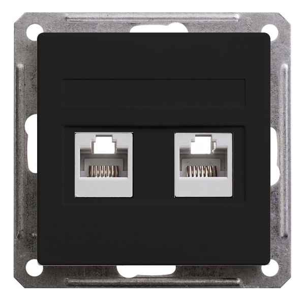 ШЭ 59 Роз. телеф.двойная  с/у RJ11 (ч.барxат, б/рамки)(10шт) RSI-251TT-6-86