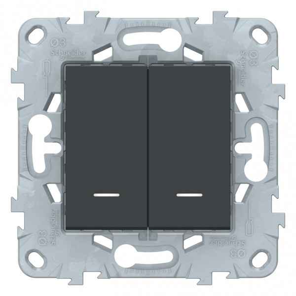 ШЭ Глосса Выкл. 2кл. с/у с инд. (антрацит, б/рамки) GSL000753 (20шт/уп)