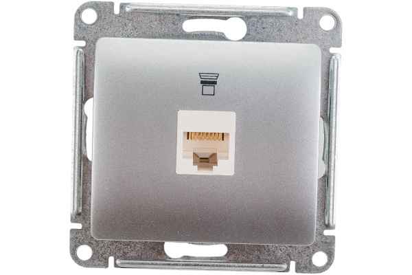 ШЭ Глосса Роз.комп. с/у RJ45, кат.5е (алюм, б/рамки) GSL000381K (10шт/уп)