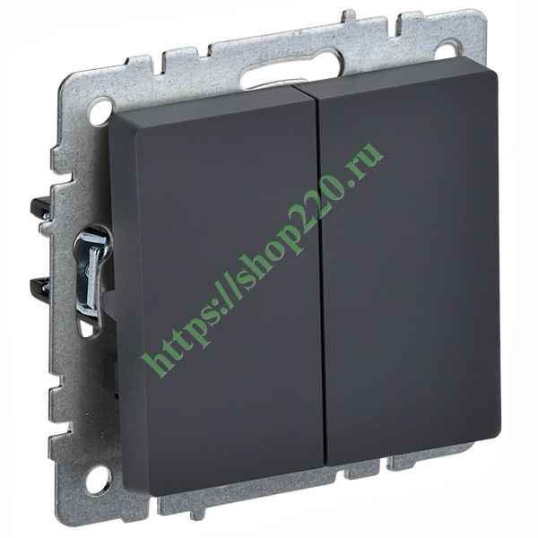 ИЭК Брайт Выкл. 2-кл. с/у  10А IP20 (черный) ВС10-2-0-БрЧ
