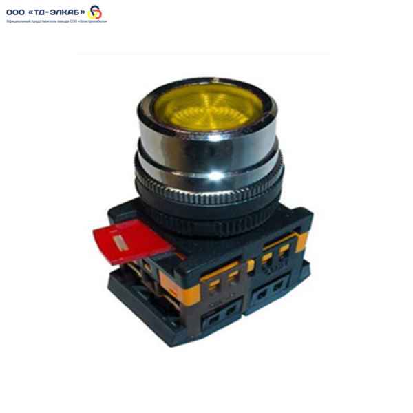 Кнопка ABLF-22 желтый 240В d22мм неон 1з+1р ИЭК