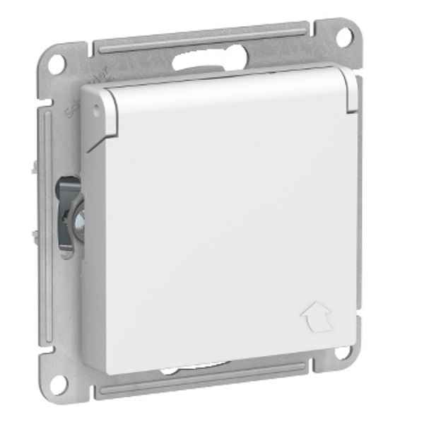 ШЭ Атлас Роз. 1-я с/у с/з з/шт с крышкой, 16А, IP20, (б/рамки, белый) ATN000146 (15шт/уп)