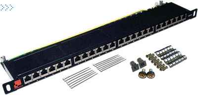 Патч-панель LANMASTER компактная 24 порта, STP, кат. 6, 0.5U
