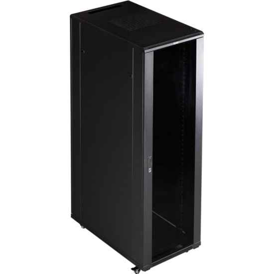 Шкаф 19" Business, 47U 600x800, черный, передняя дверь стекло, задняя дверь распашная металл