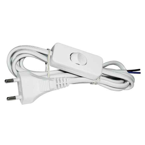 Шнур 2x0,75 (2,0м) УШ-1КВ  с выкл. и вилкой (белый) ИЭК