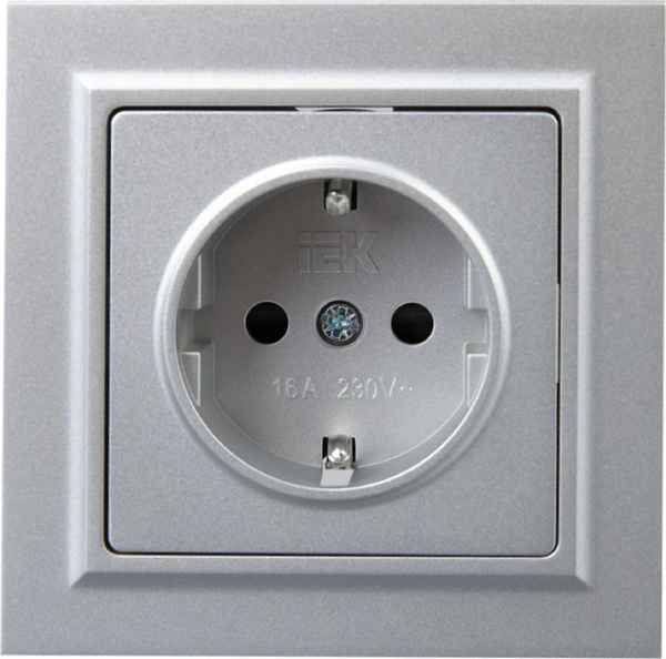 ИЭК Брайт Роз. 1м с з/к с з/шт 16А РСР14-1-0-БрЖ жемчуг в сборе 20IP  IEK