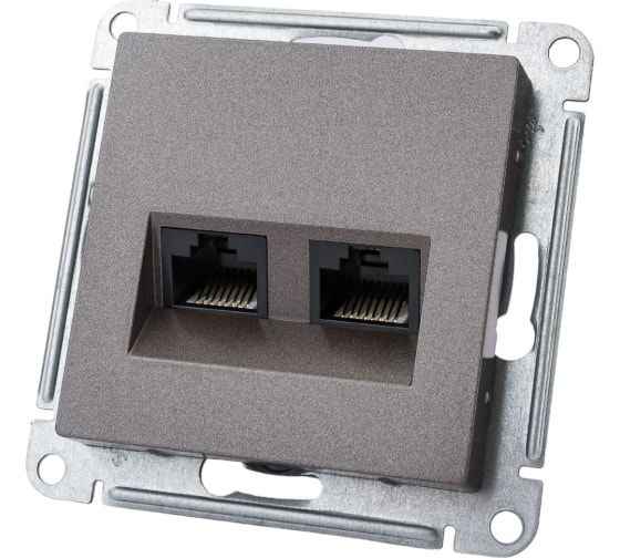 ШЭ Атлас Роз. двойная (ТВ + компьютерная RJ45), кат. 5Е, мокко ATN000689 (10шт/уп)