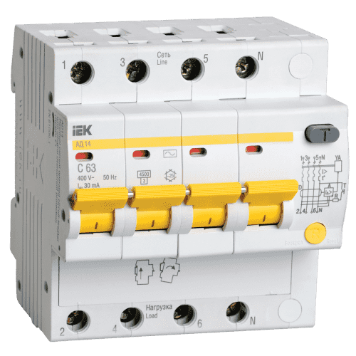 Авт.диф. 4п 10А  30мА  АД-14 4,5 кА ИЭК