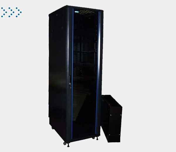 Шкаф 19" Business, 42U 600x600, черный, передняя дверь стекло, задняя дверь распашная металл