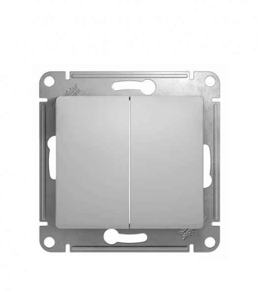 ШЭ Атлас Выкл. 2кл. с/у,  10А, (б/рамки, алюм) ATN000351 (10шт/уп)