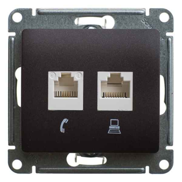 ШЭ Глосса Роз.двойная (телеф+комп) RJ11+RJ45, кат.5е (шоко, б/рамки) GSL000885 (10шт/уп)