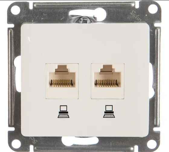 ШЭ Глосса Роз.двойная (комп+комп) RJ45+RJ45, кат.5е (бел, б/рамки) GSL000185KK (10шт/уп)