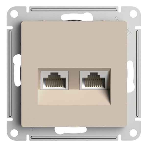 ШЭ Атлас Роз.двойная (комп+комп) с/у RJ45+RJ45, кат.5E, (б/рамки, жемчуг) ATN000485 (10шт/уп)