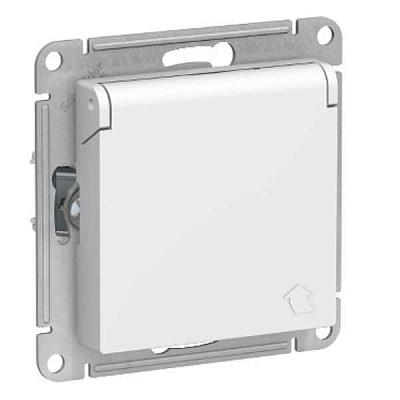 ШЭ Атлас Роз. 1-я с/у с/з з/шт с крышкой, 16А, IP20, (б/рамки, белый) ATN000146 (15шт/уп)