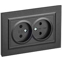 ИЭК Брайт Роз. 2-я без з/к/ш 10А в сб. РС12-2-БрЧ черный в сборе IEK