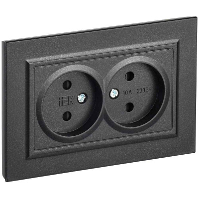 ИЭК Брайт Роз. 2-я без з/к/ш 10А в сб. РС12-2-БрЧ черный в сборе IEK