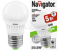 Лампа ЛЕД  E27  5Вт шар мат.2,7К NLLB-P-G45-5-230-2.7K-E27 Navigator 82562