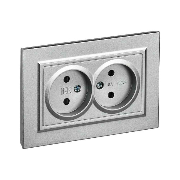 ИЭК Брайт Роз. 2-я без з/к/ш 10А в сборе РС12-2-БрС сталь IEK