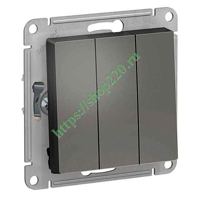 ШЭ Атлас Выкл. 3кл. с/у,  10А, (б/рамки, сталь) ATN000931 (5шт/уп)