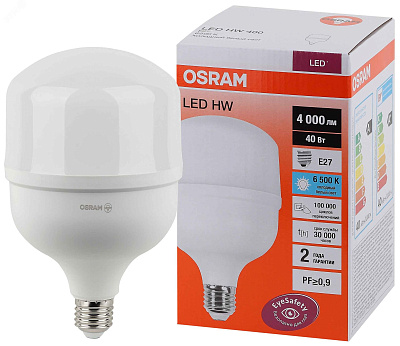 Лампа ЛЕД  E27 40Вт 4К LED HW 40SW/840 230V RU OSRAM (для конечного потребителя)