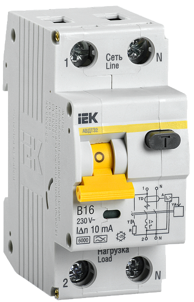 Авт.диф. 2п 16А 10мА B АВДТ32 6 кА ИЭК