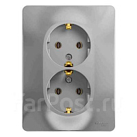 ШЭ Глосса Роз. 2-я с/у с/з 16А (алюминий, с/рамкой) GSL000324 (10шт/уп)