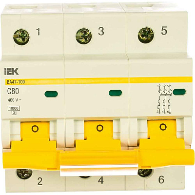 Автомат (ВА 47-100) 3п  80А (C) ИЭК