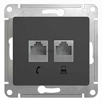 ШЭ Глосса Роз.двойная (телеф+комп) RJ11+RJ45, кат.5е (антрацит, б/рамки) GSL000785 (10шт/уп)