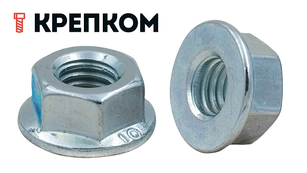 Гайка М10 с фланцем, цинк, DIN 6923 (250 шт в карт. уп.) STARFIX