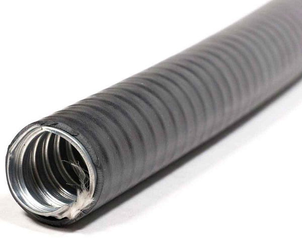 Металлорукав в ПВХ изоляции МПГ нг толстостенный 20 (50 м/уп.) серый с протяжкой ГОФРОМАТИК
