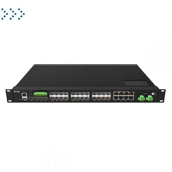 Ethernet-коммутатор управляемый промышленный 2 уровня с 4*1G/2.5GSFP оптоволоконными портами, 16*100/1000Base-X и 8*1G Combo RJ45/SFP портами, двойным