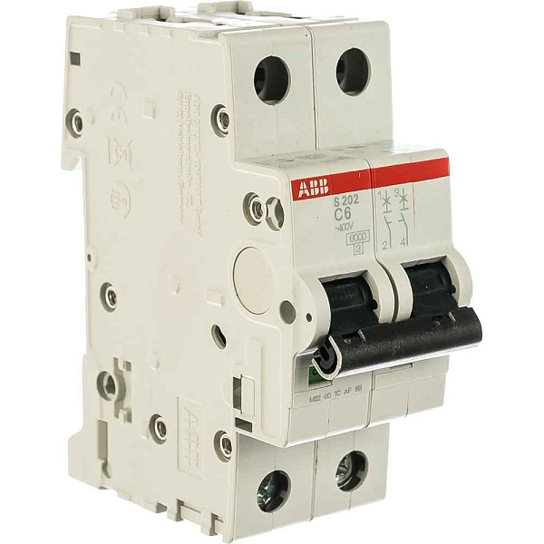 Автоматический выключатель 2CDS252001R0064 Автоматический выключатель двухполюсный 6А С S202 6кА ABB