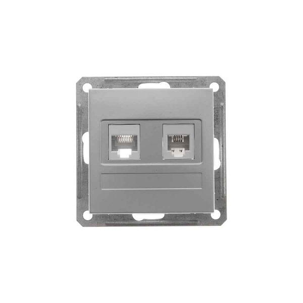 ШЭ 59 Роз.двойная (телеф+комп) RJ11+RJ45 кат.5е (мат.xром, б/рамки)(10шт) RSI-251TK5E-5-86