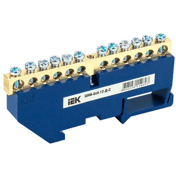 Шина нулевая на DIN-изол ШНИ-6x9-12-Д-С ИЭК
