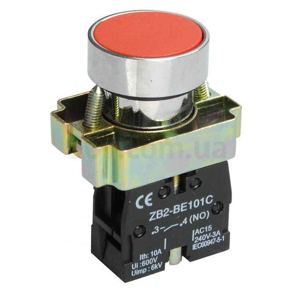 Кнопка LAY5-BA41 без подсветки красная 1НО ИЭК