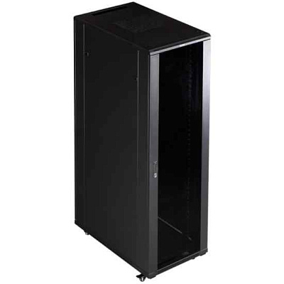 Шкаф 19" Business, 42U 800x800, черный, передняя дверь стекло, задняя дверь распашная металл