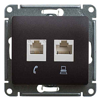 ШЭ Глосса Роз.двойная (телеф+комп) RJ11+RJ45, кат.5е (шоко, б/рамки) GSL000885 (10шт/уп)