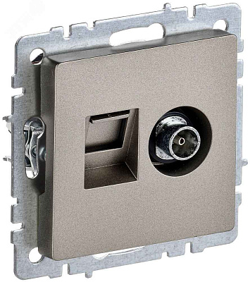 ИЭК Брайт Роз. TV+RJ45 кат.5E РТВ/РК12-БрШ шамп. IEK