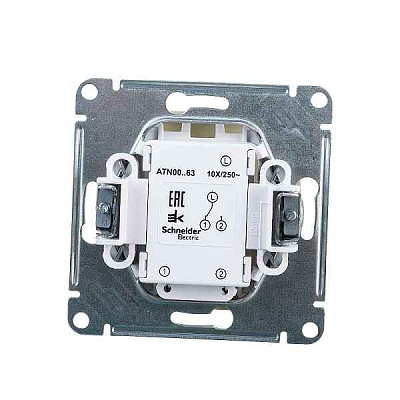 ШЭ Атлас Перекл. 1кл. с/у с инд.,  10А, (б/рамки, белый) ATN000163 (20шт/уп)