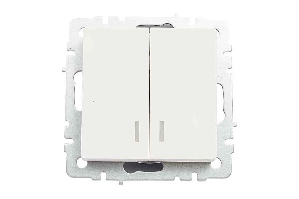 ИЭК Брайт Выкл. 2-кл. с индикацией 10А ВС10-2-1-БрБ белый IEK