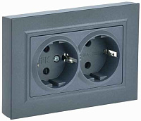 ИЭК Брайт Роз. 2-я с з/к без з/ш 16А в сб. РС12-3-БрЧ черн. IEK