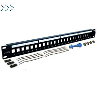Патч-панель наборная 19" компактная, неэкранированная, 24 порта, 0.5U