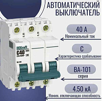 11124DEK Авт. выкл. 3Р 6А х-ка D ВА-101 4,5кА