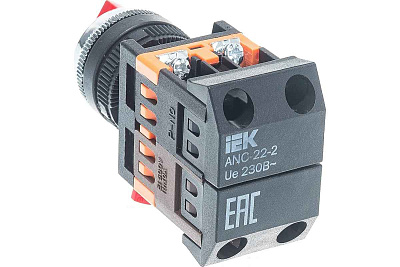Переключат. ANС-22-2  на 2 фикс.полож.красн. неон/240В I-O 1з+1р ИЭК РФ