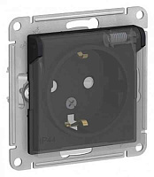 ИЭК Брайт Роз. 1м с з/к/ш с кр. 16А IP44 РСбш10-3-44-БрЧ черн. IEK