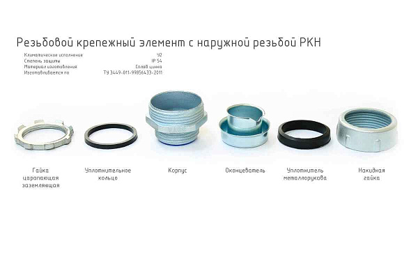 Резьбовой крепежный элемент с наружной резьбой РКн-60 У2 IP54 ГОФРОМАТИК
